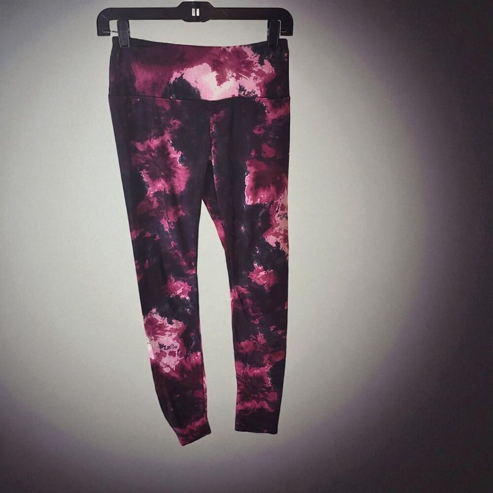 Hot Kiss Tie-Dye Leggings – Medium Purple Black Stretch Active Pants - Picture 3 of 8